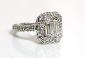 Emerald Cut Diamond Ring in Antique Setting